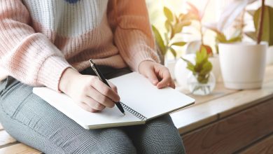 Woman journaling in a quiet space
