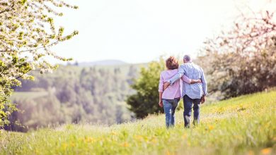 Couple walking in nature together