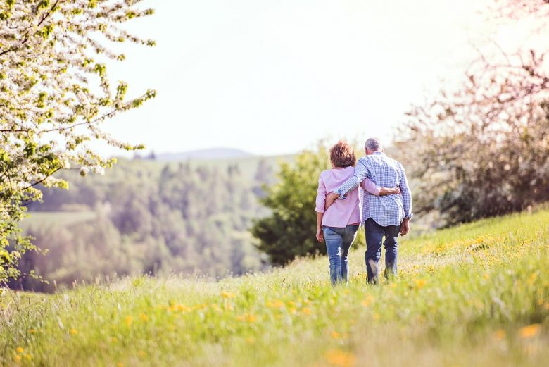 Couple walking in nature together