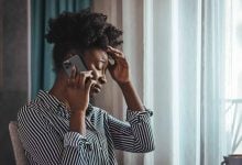 Woman stressed on the phone