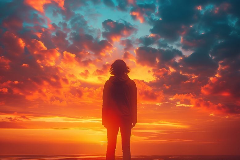 Woman Looking Into Sunset