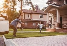 Family in front yard